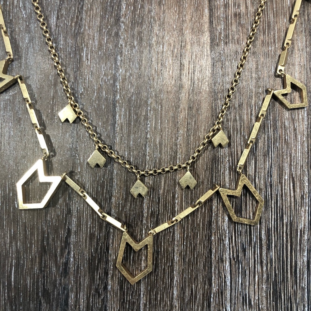 J. Crew Antique Gold Unique Multi Strand Necklace